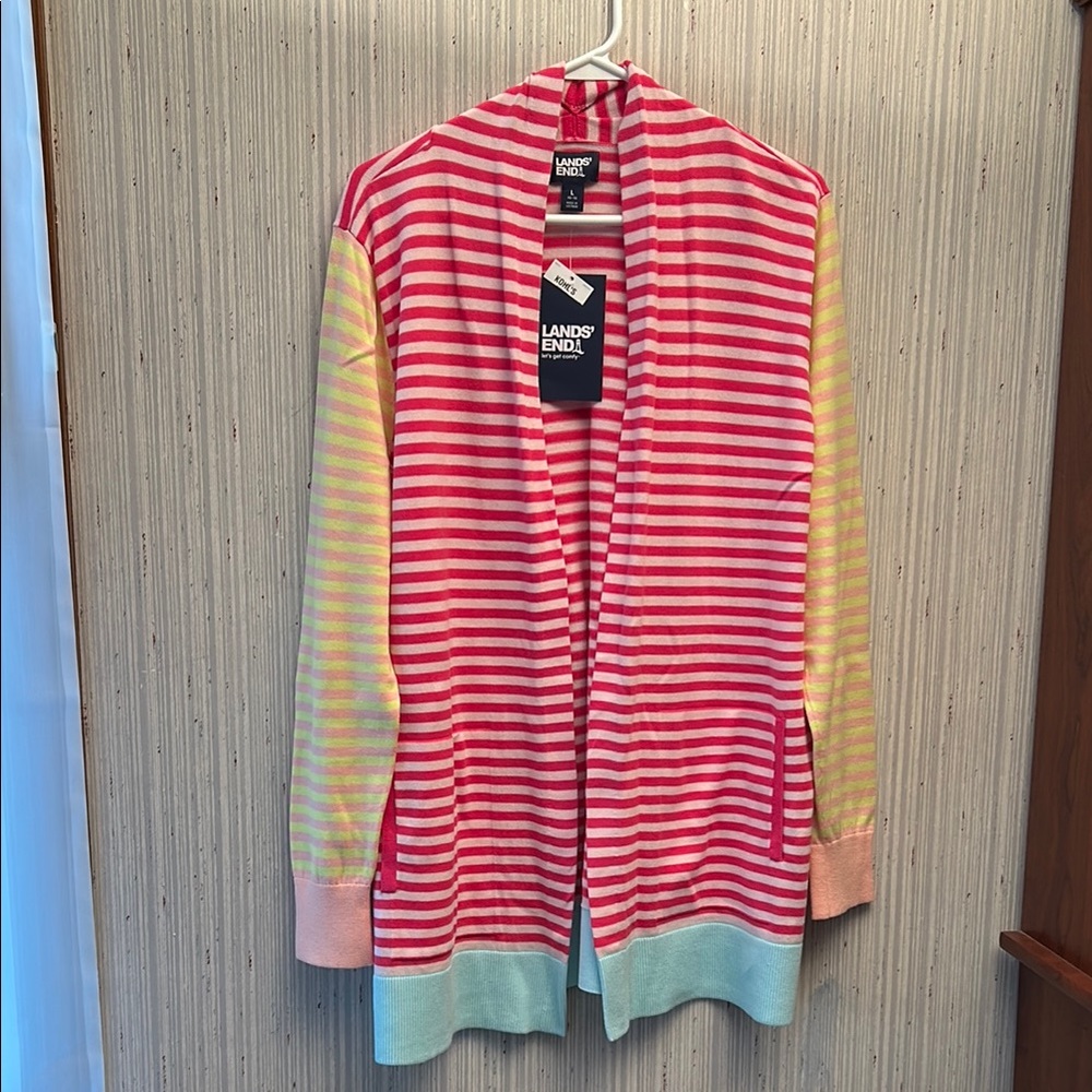 Lands' End Striped Cardigan